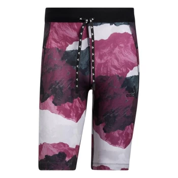 Image of adidas Earth Graphic Fitted Yoga Shorts Mens - Black / Victory Crimson