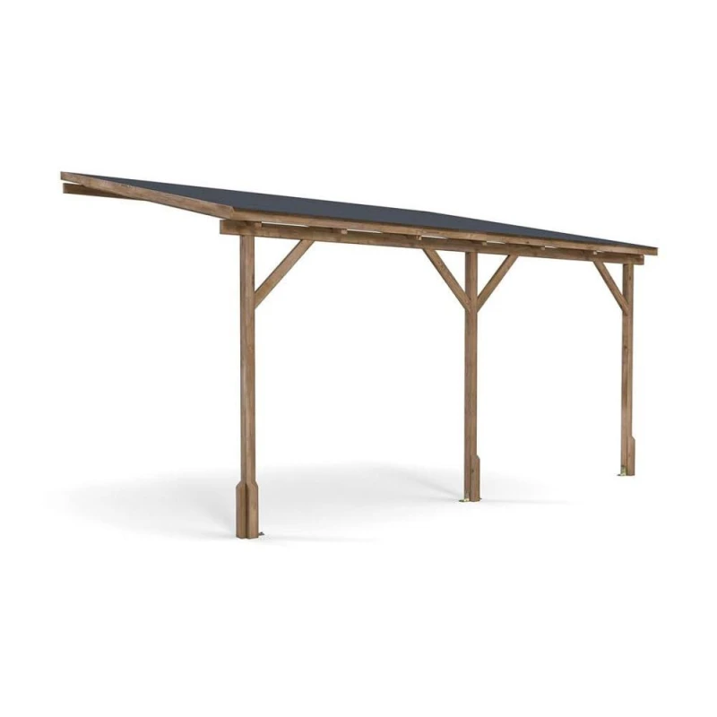 Image of Dunster House Wooden Lean To Gazebo With Super Felt 4M X 3M Pressure Treated Wall Mounted Utopia