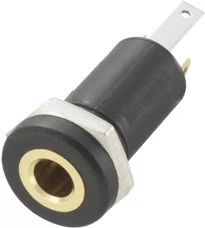 Image of 3.5mm audio jack Socket vertical vertical Number of pins 3 Stereo Black Conrad Components