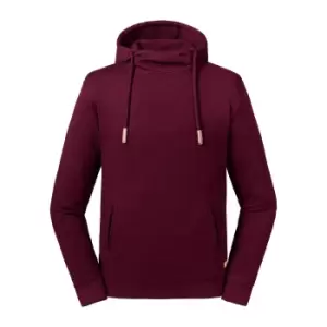 Image of Russell Adults Unisex Pure Organic High Collar Hooded Sweatshirt (S) (Burgundy)