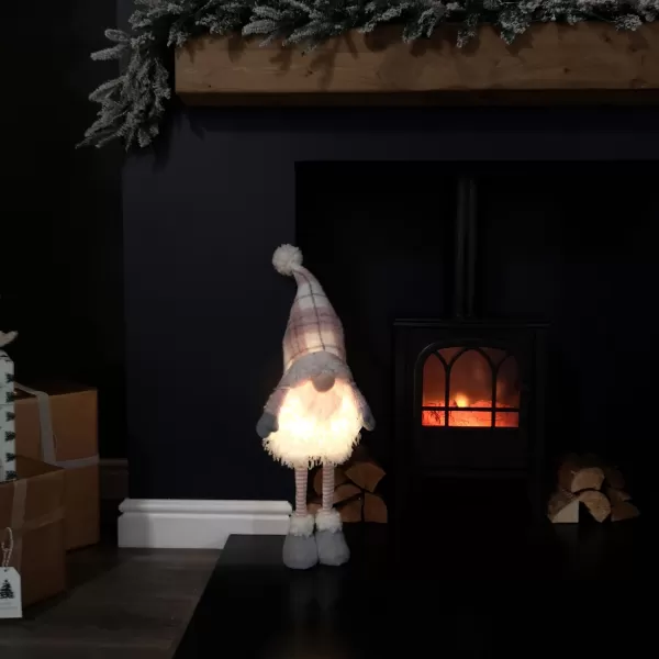 Image of 74cm Battery Operated Light Up Pink Telescopic Legs Christmas Gonk Decoration