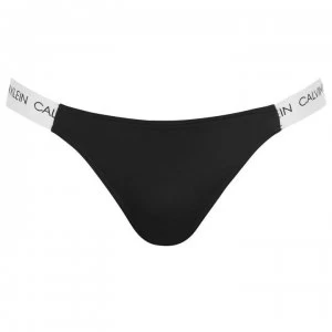 Image of Calvin Klein Logo Cheek Bikini Bottoms - Black BEH