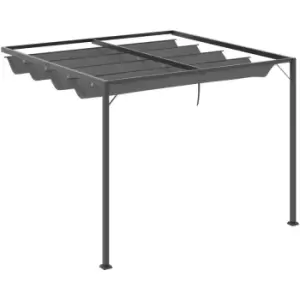 Image of 3 x 3(m) Outdoor Pergola Retractable Canopy Wall Mounted Gazebo Grey - Grey - Outsunny