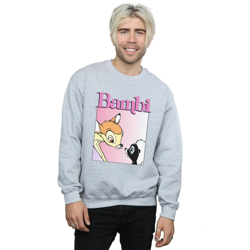 Image of Disney Men Bambi Nice To Meet You Sweatshirt in Grey Size: Small Grey S Male 5059114505111