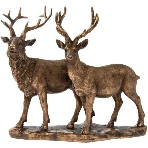 Image of Reflections Bronzed Stag & Deer Figurine By Lesser & Pavey