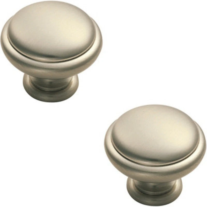 Image of Loops 2x Domed Top Cupboard Door Knob 34mm Diameter Satin Nickel Cabinet Handle Metallics unisex