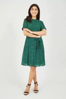 Image of Recycled Green Animal Print Shirt Dress
