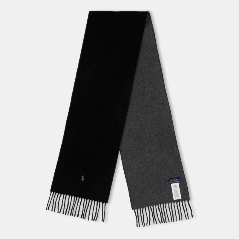 Image of Polo Ralph Lauren Reversible Wool Blend Scarf Polo Blck / Gry unisex One Size