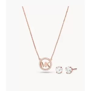Image of Michael Kors Womens 14K -Plated Sterling Silver Necklace Box Set - Rose Gold