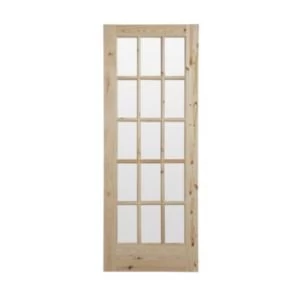 Image of Fully glazed 15 Lite Knotty pine Internal Door H1981mm W838mm