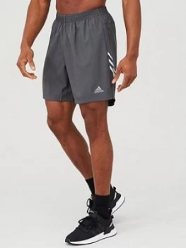 Image of Adidas 3 Stripe Run It 7" Running Shorts - Grey