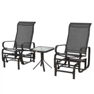 Image of Outsunny 3 Pcs Gliding Chair Table Set Smooth Rockers Metal Frame Sling Seat