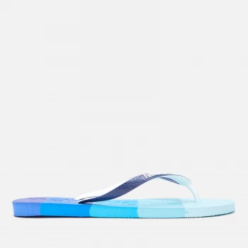 Image of Havaianas Mens Logomania Multi Colour Flip Flops - Gradient Marine Blue - UK 8