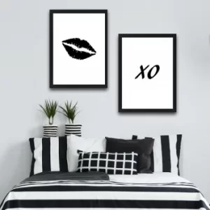 Image of Xo Set Multicolor Decorative Framed Painting (2 Pieces)