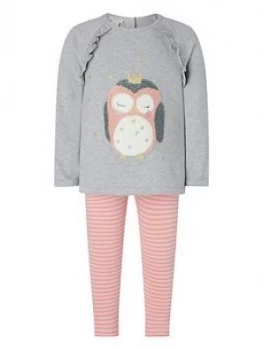 Image of Monsoon Baby Girls Owl Top & Legging Sweat Set - Grey