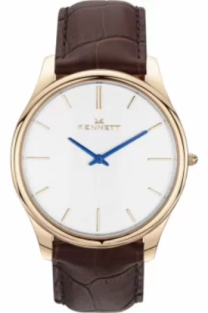 Image of Mens Kennett Kensington Rose Gold White Dark Brown Watch KRGWHDKBRN