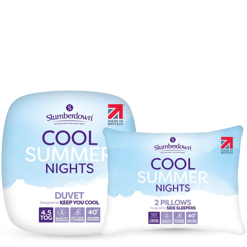 Image of Slumberdown Slumberdown Cool Summer Nights 4.5 Tog Summer Duvet With 2 Firm Support Pillows in White Size: Single White Single Unisex 5060543866858