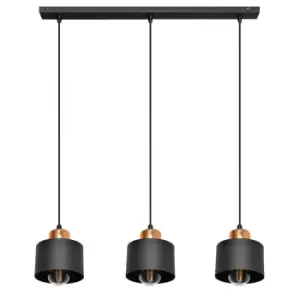 Image of Edison Straight Bar Pendant Ceiling Light Black, Copper 12cm