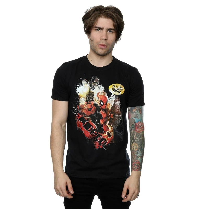 Image of Marvel Marvel Men Deadpool Outta The Way T-Shirt in Black Size: 3X-Large Black XXXL Male 5057245257633