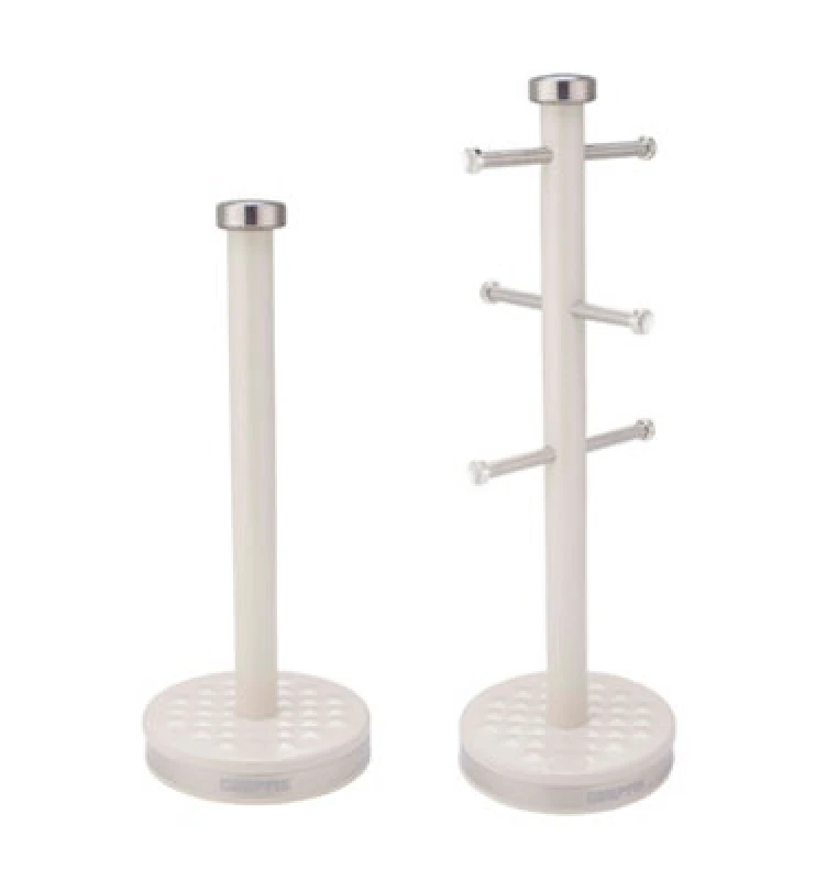 Image of Geepas Argyle Mug Tree And Towel Pole Set, Cream
