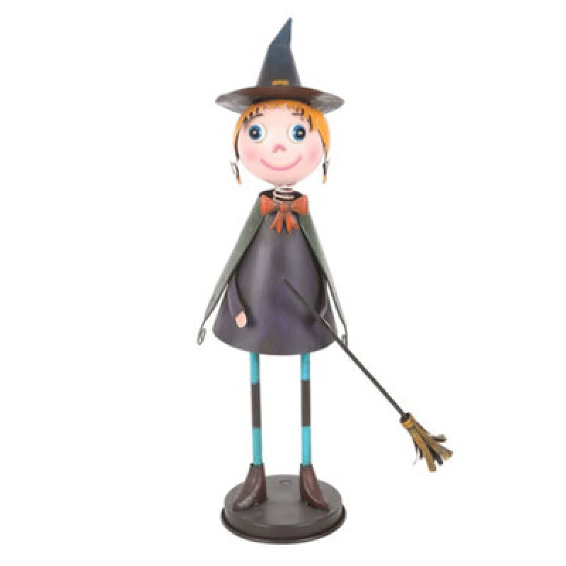 Image of Something Different Something Different Metal Witch With Broom Ornament Multi One Size Unisex 5063806897569