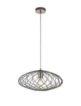 Image of Elliptical Caged Spherical Ceiling Pendant, 1 x E27, Polished Nickel