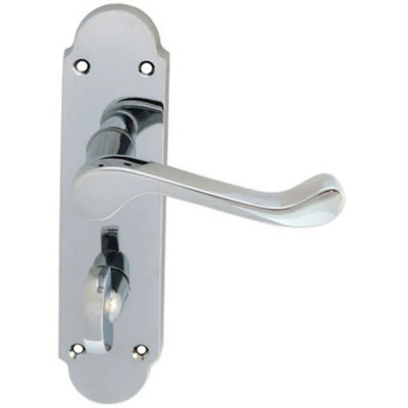 Image of Loops PAIR Victorian Upturned Lever on Bathroom Backplate 170 x 42mm Polished Chrome Multi