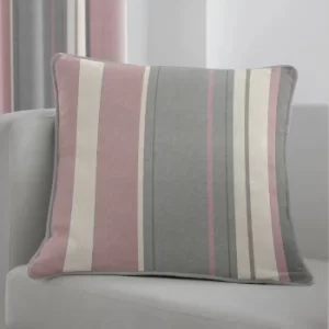 Image of Whitworth Striped Cushion Blush, Grey and White