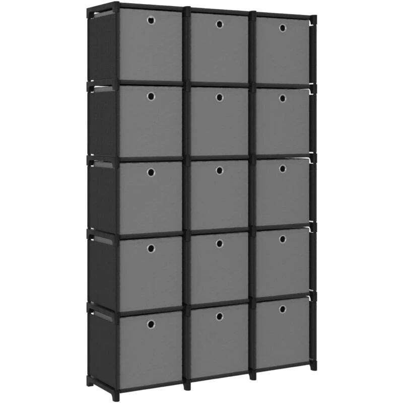 Image of VIDAXL 15-Cube Display Shelf with Boxes Black 103x30x175.5cm Fabric Vidaxl 8720286042762