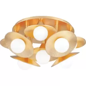 Image of Hudson Valley Emerald 9 Light Semi Flush Vintage Gold Leaf