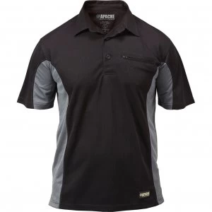 Image of Apache Mens Dry Max Polo Shirt Black / Grey L