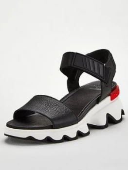 Image of Sorel Kinetic Sporty Low Leather Wedge Sandal - Black
