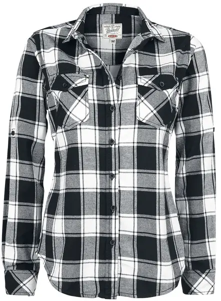 Image of Brandit Amy Flannel Checkshirt Flanel Shirt Black white XXL Women