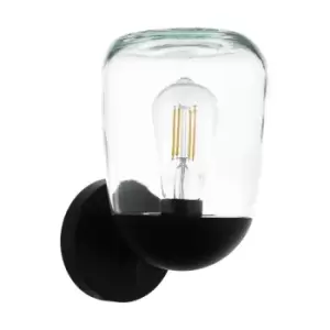 Image of IP44 Outdoor Wall Light Black Aluminium & Plastic 1 x 60W E27 Bulb Lamp