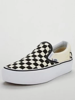 Image of Vans Classic Checkerboard Slip-on Platform - Monochrome, Black/White, Size 7, Women