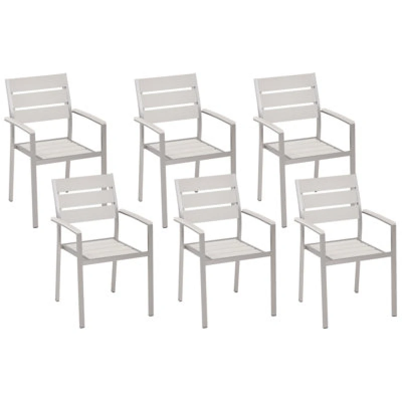 Image of Beliani Set Of 6 Garden Chairs Vernio White