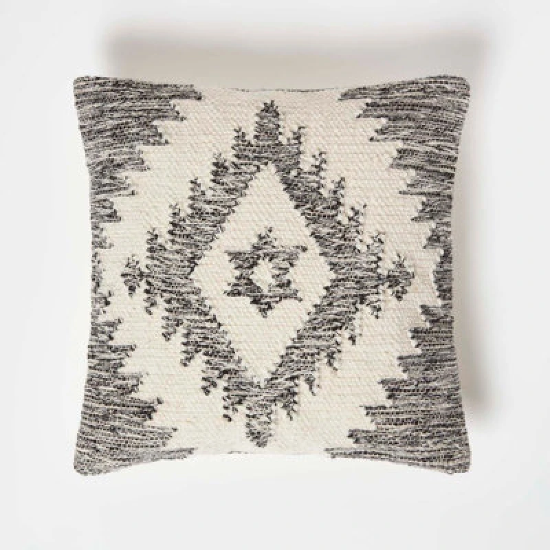 Image of Homescapes Karu Handwoven Geometric Grey Kilim Cushion 45 X 45 Cm