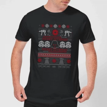 Image of Star Wars Merry Sithmas Knit Mens Christmas T-Shirt - Black - 5XL