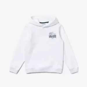 Image of Lacoste Kids Crocodile Cotton Hoodie Size 6 yrs White