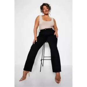 Image of I Saw It First Black Plus Size Comfort Stretch Split Hem Mom Jeans - Black