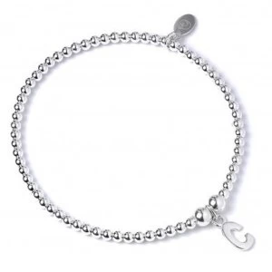 Image of Initial C Charm with Sterling Silver Ball Bead Bracelet