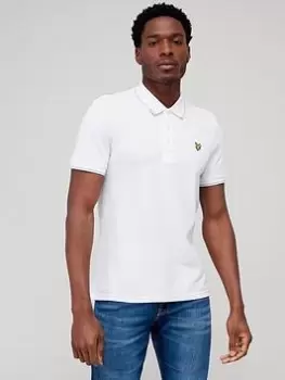Image of Lyle & Scott Tipped Polo Shirt - White/Blue, Size L, Men