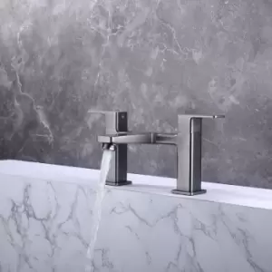 Image of VURTU Barkway Bath Filler, 1/4 Turn, Dual Lever Ceramic Disc, High/ Low Water Pressure, (H) x (W), Gunmetal, 628533