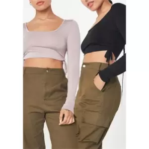 Image of Missguided 2 pack ruched side crop tops - Multi