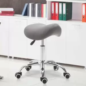 Image of HOMCOM Faux Leather Saddle Stool With Moulded Padded Seat Adjustable Height Grey