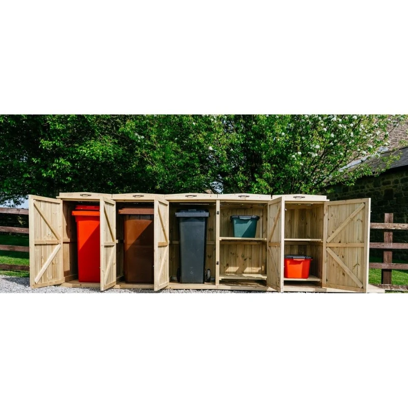 Image of Buttercup Farm Chatburn Bin Store, Fits 3x 180L/240L Wheelie Bins & 4x Boxes in Brown Brown Unisex