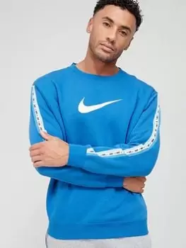 Image of Nike NSW Repeat Fleece Crew - Blue Size L, Men