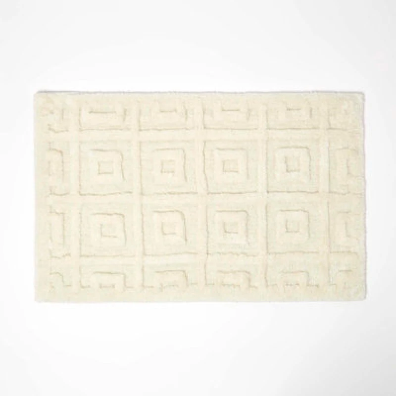Image of Homescapes 100% Cotton Tufted Tile Bath Mat Beige