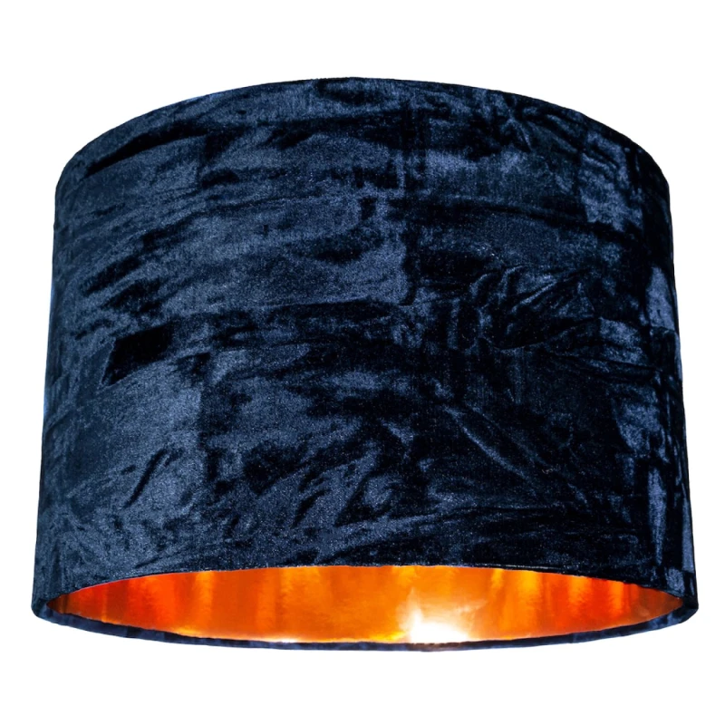 Image of Happy Homewares Modern Crushed Velvet Lamp Shade with Shiny Paper Inner in Midnight Size: 14" Midnight Unisex 14"