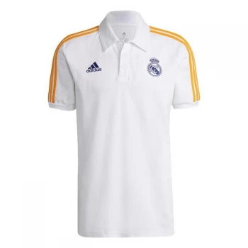 Image of adidas Real Madrid 3-Stripes Polo Shirt Mens - White / Victory Blue / Lucky O
